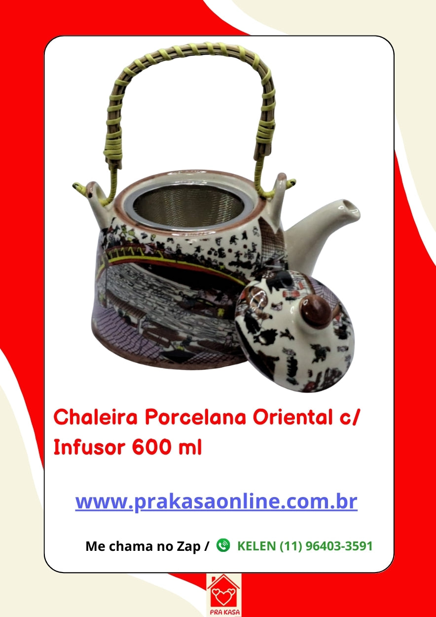 Chaleira Porcelana Oriental com Infusor 600 ml
