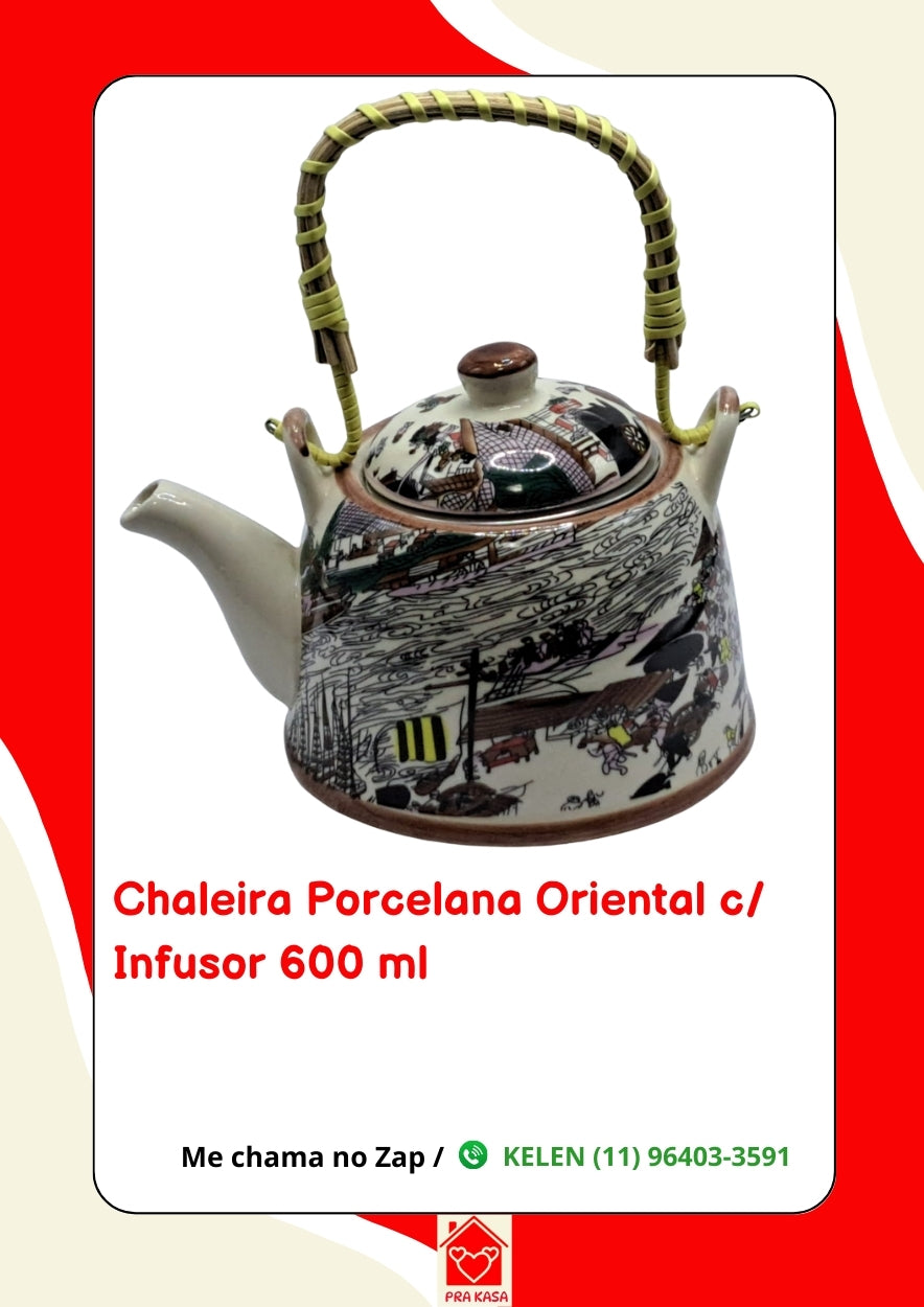 Chaleira Porcelana Oriental com Infusor 600 ml