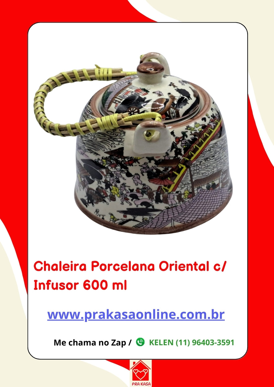 Chaleira Porcelana Oriental com Infusor 600 ml