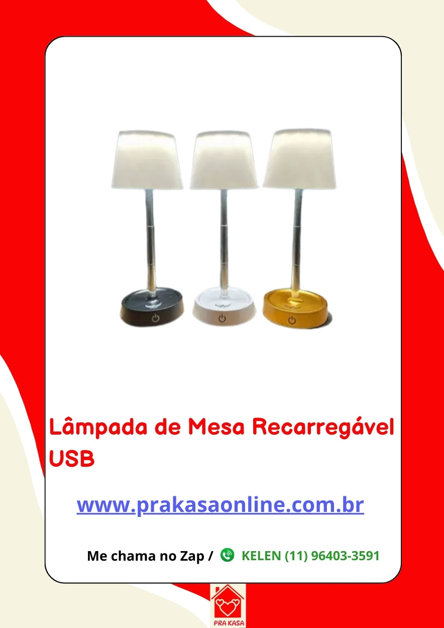 Luminária de Mesa Recarregável USB