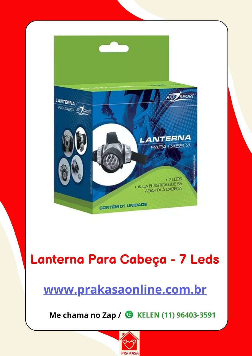 Lanterna de Cabeça 7 Leds Bicicleta Pesca Camping a Pilhas