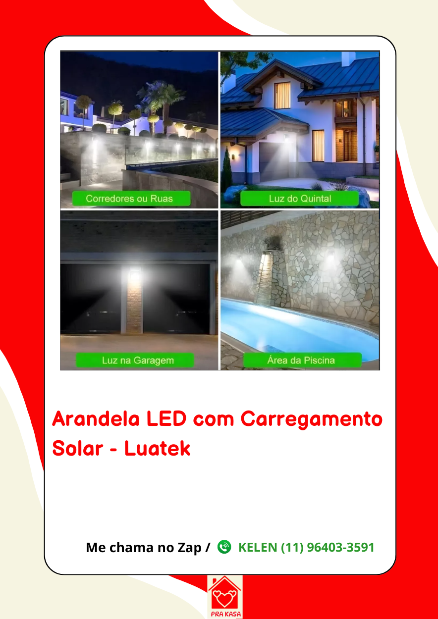 Luminária Arandela Solar Refletor Parede 100 LEDs, Com Sensor De Presença, Recarregavel, Para Quintal e Jardim