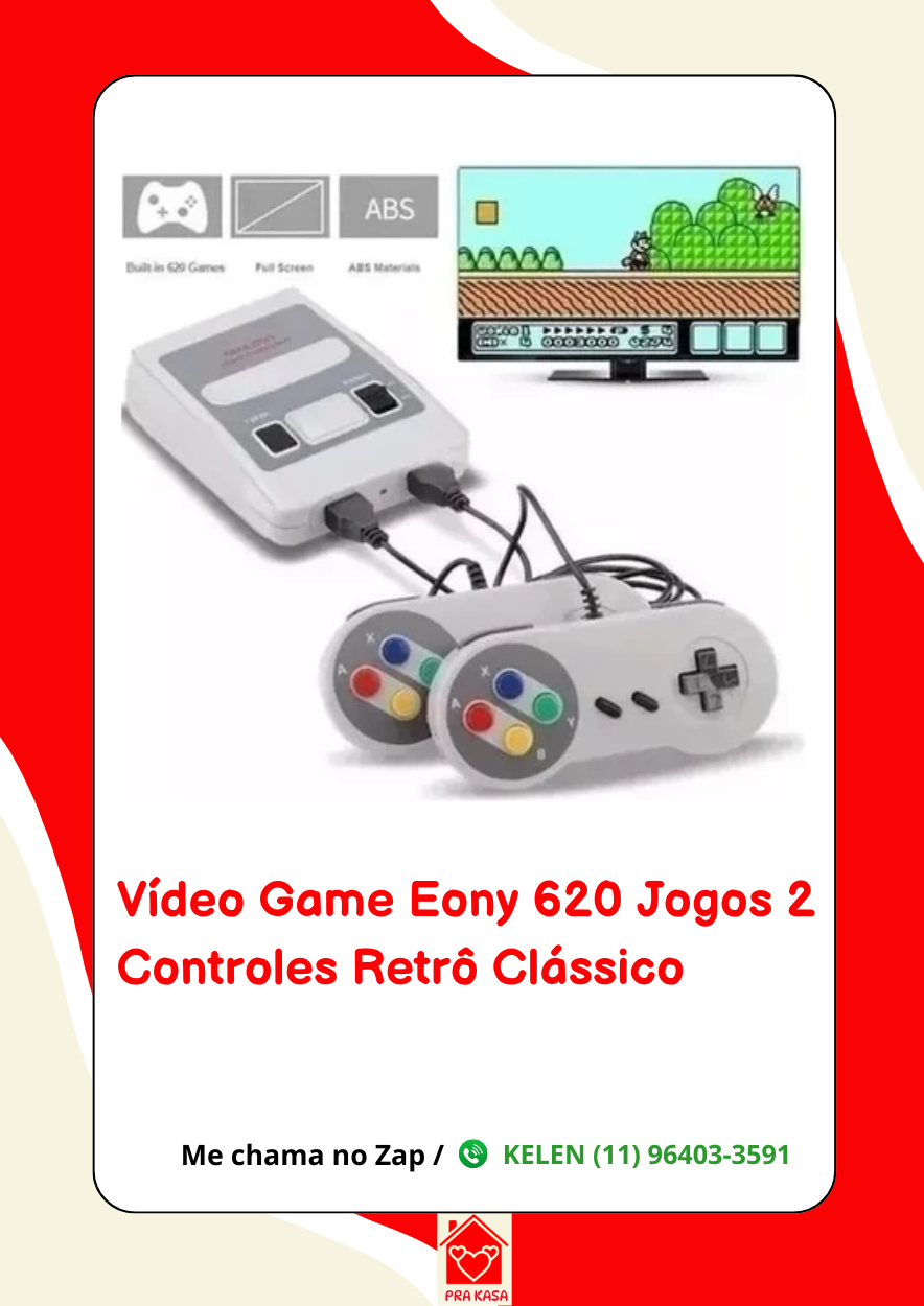 Video Game Super Mini 620 Jogos Retro 8 Bits 2 Controles Nitendo