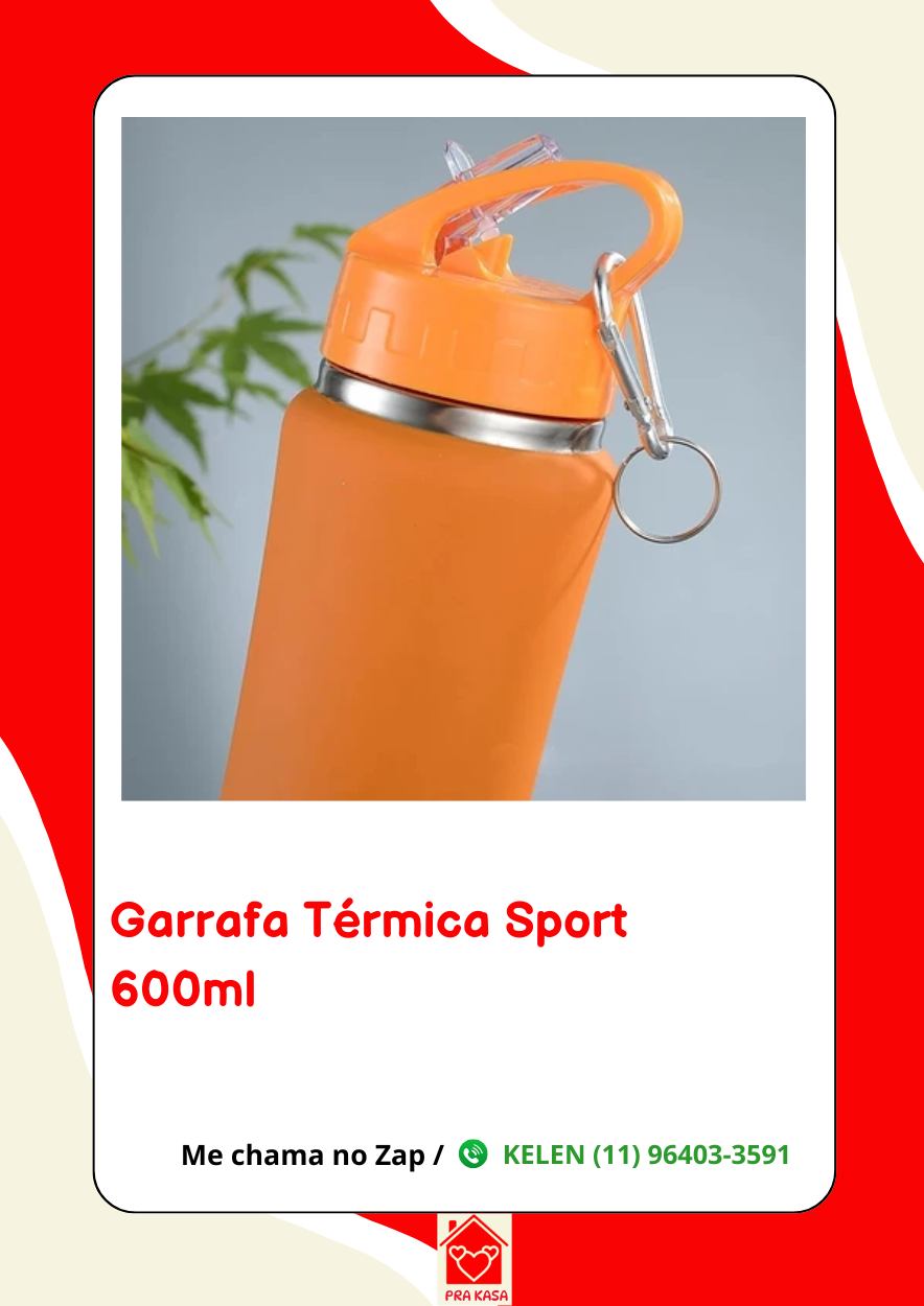 Garrafa Termica Com Chaveiro Emborrachada e 600 ml