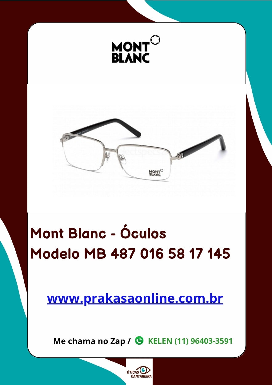 Mont Blanc - Armação Modelo MB 487 016 58 17 145