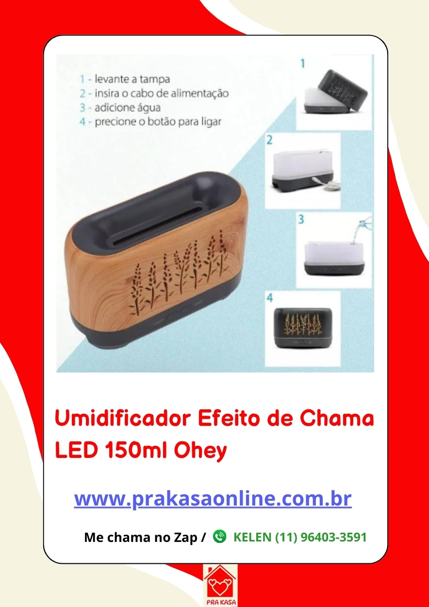 Umidificador Efeito de Chama LED 150ml Ohey