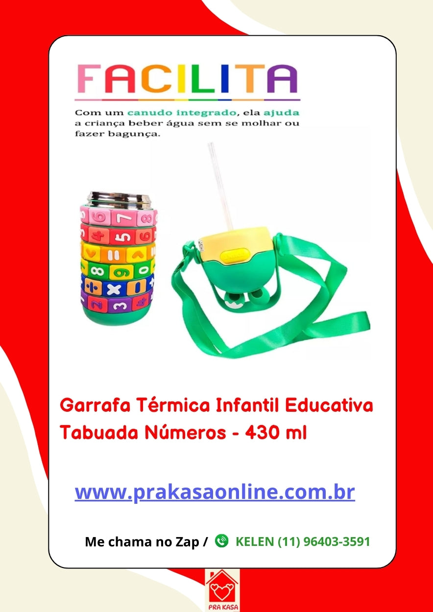 Garrafa Térmica Tabuada Interativa 430ml