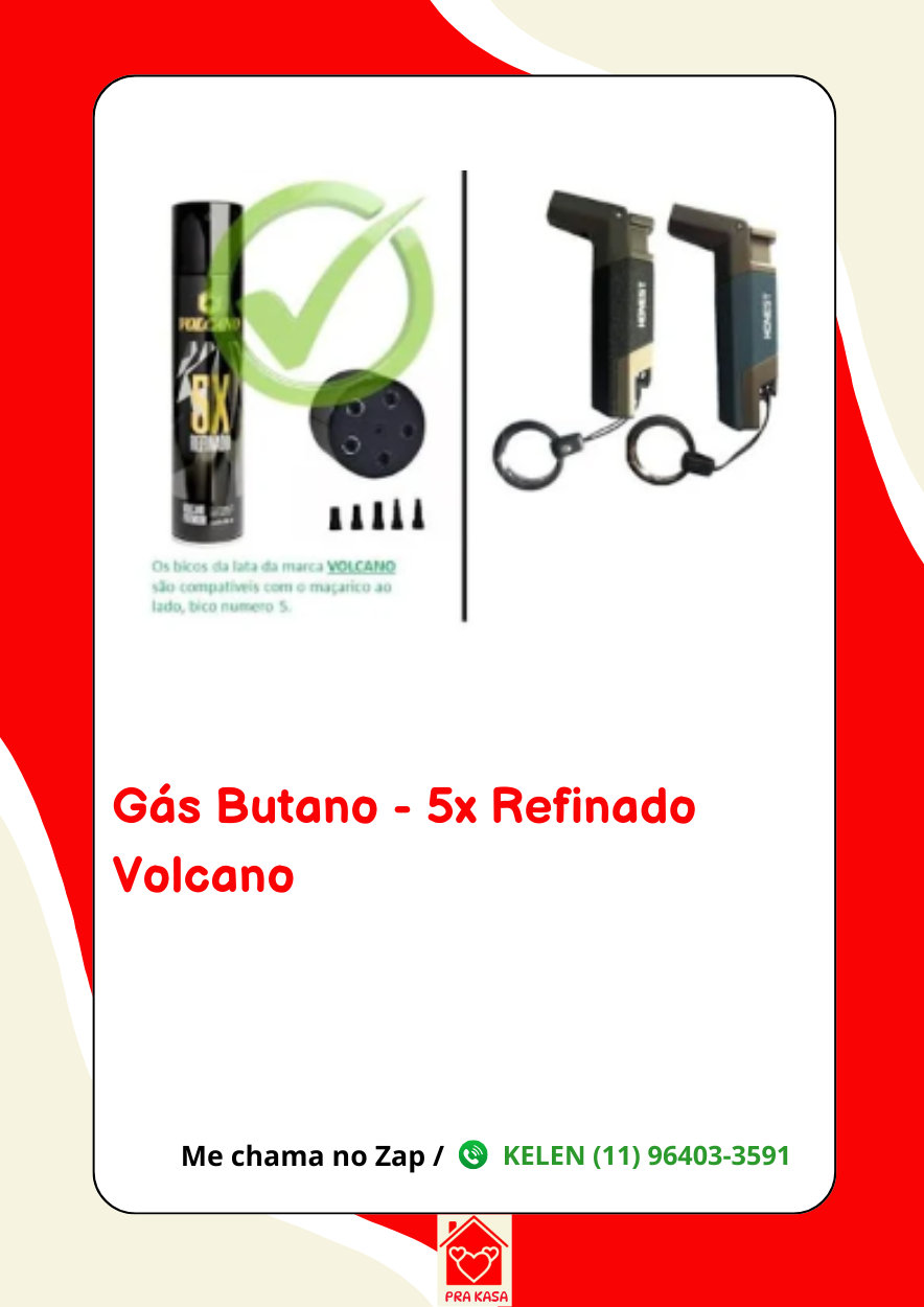 Gás Volcano 5x 300ml para Isqueiro e Maçarico