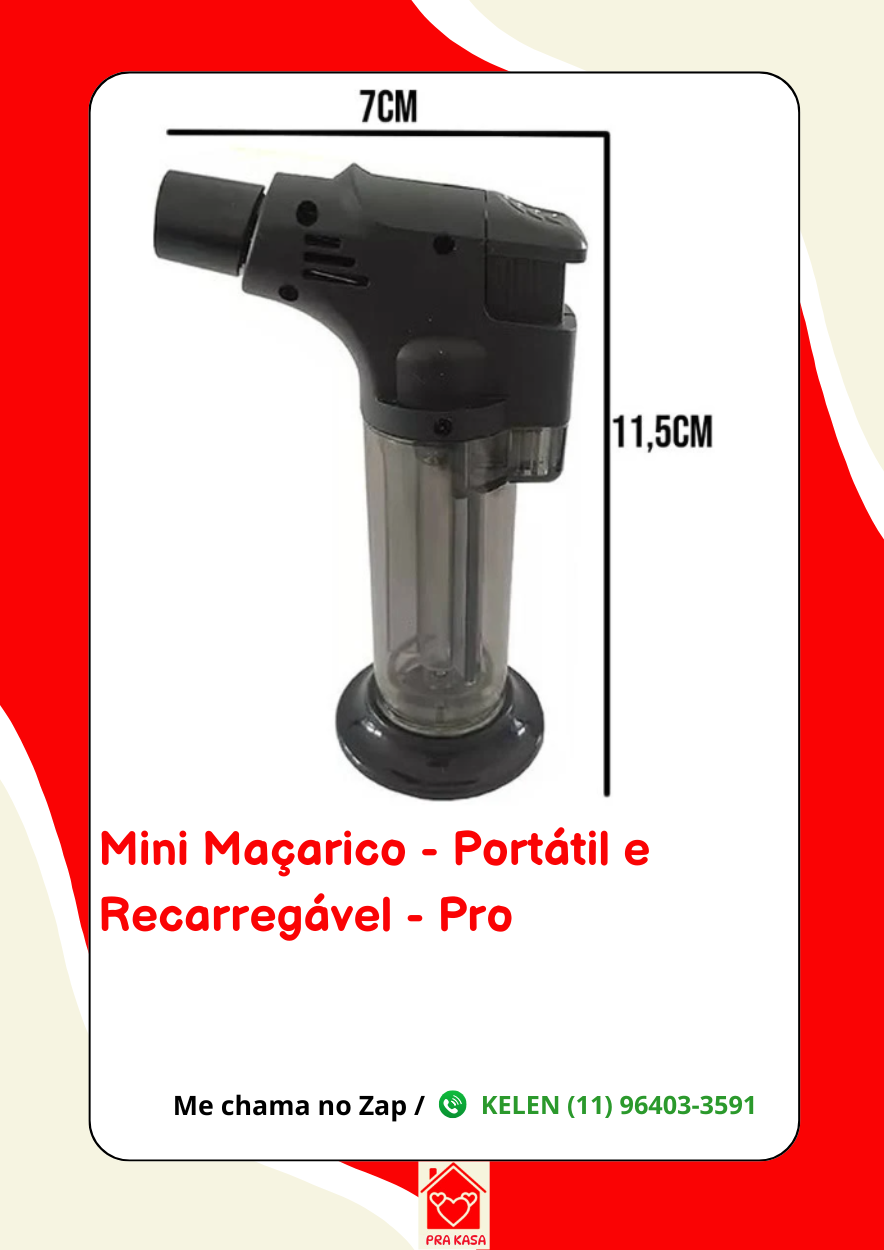 Maçarico mini portátil recarregável ultra chama 1000 graus Só Qualidade