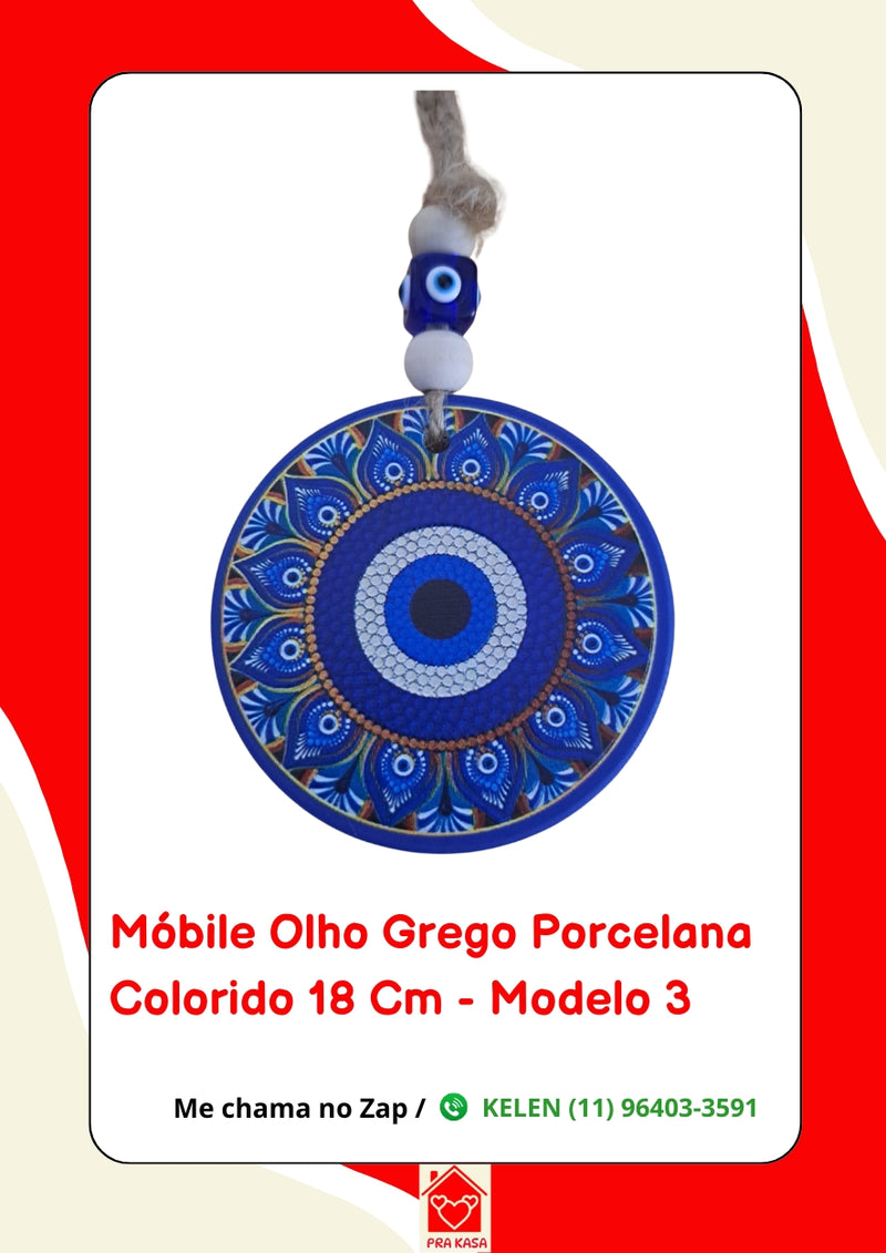 Móbile Olho Grego Porcelana Colorido - 18 cm