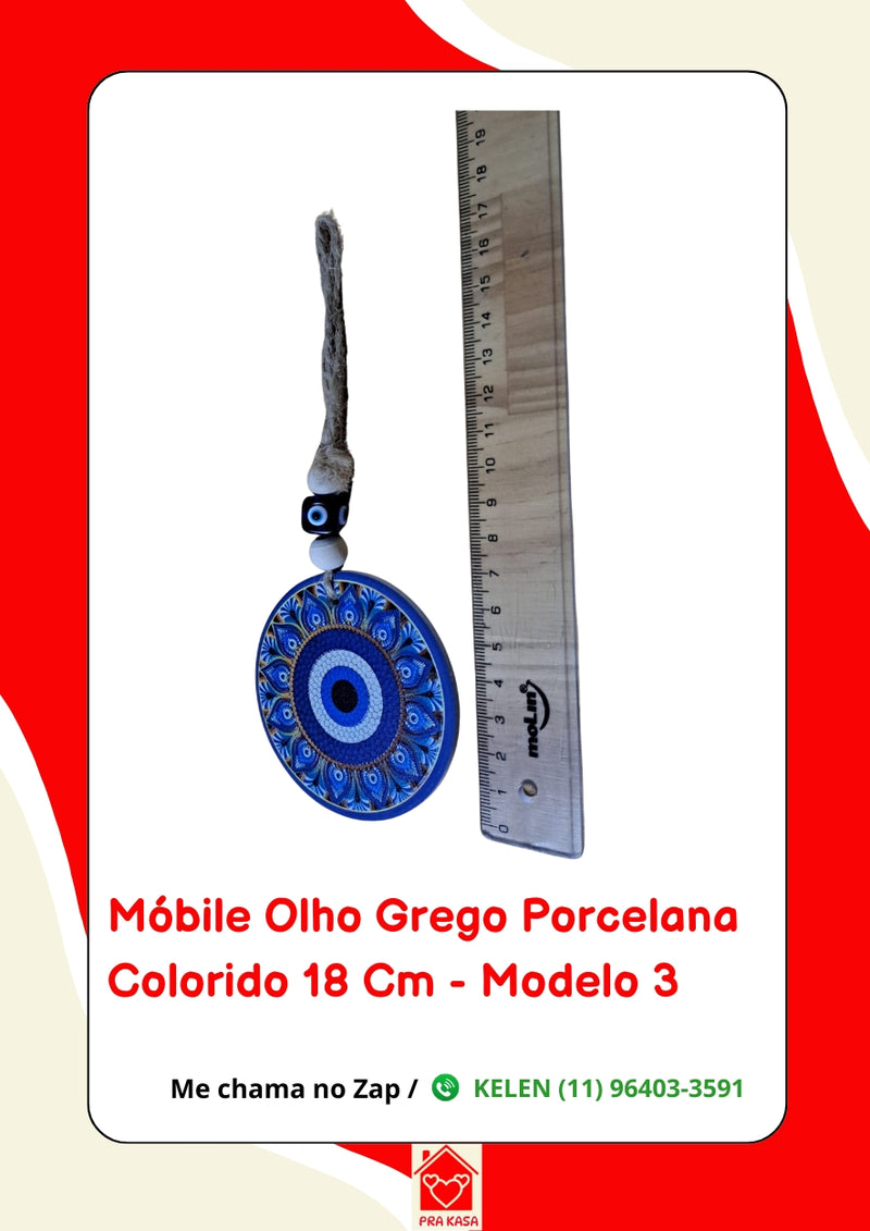 Móbile Olho Grego Porcelana Colorido - 18 cm
