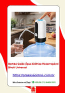 Bomba Galão Água Elétrica Recarregável Bivolt Universal
