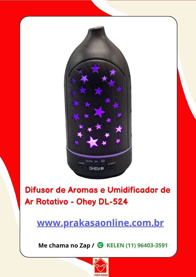 Difusor de Aromas e Umidificador de Ar Rotativo - Ohey DL-524