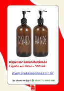 Dispenser Sabonete/Sabão Líquido em Vidro - 500 ml