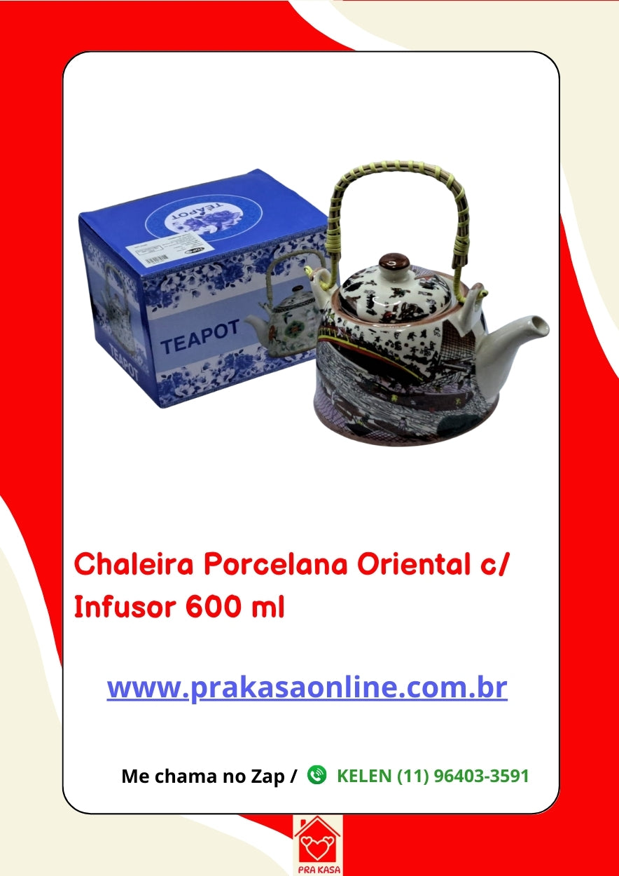 Chaleira Porcelana Oriental com Infusor 600 ml