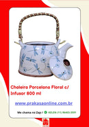 Chaleira Porcelana Oriental/Floral com Infusor 800 ml