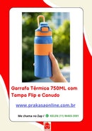 Garrafa Térmica 750ML com Tampa Flip e Canudo