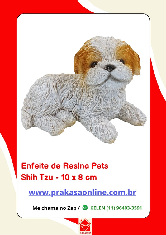 Enfeite de Resina Shih Tzu Deitado