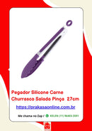 Pegador Silicone Carne Churrasco Salada Pinça 27cm