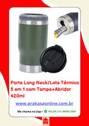 Porta Long Neck/Lata Térmico 5 em 1 com Tampa+Abridor 420ml