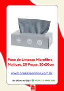 Pano de Limpeza Microfibra Multiuso, 20 Peças, 20x20cm