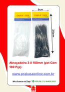 Abraçadeira de Nylon PVC 3x100mm – Pacote com 100 Unidades