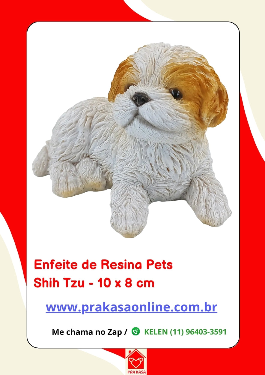 Enfeite de Resina Shih Tzu Deitado