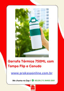 Garrafa Térmica 750ML com Tampa Flip e Canudo