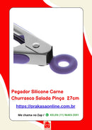 Pegador Silicone Carne Churrasco Salada Pinça 27cm