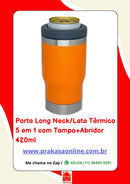 Porta Long Neck/Lata Térmico 5 em 1 com Tampa+Abridor 420ml