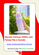 Garrafa Térmica 750ML com Tampa Flip e Canudo