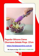 Pegador Silicone Carne Churrasco Salada Pinça 27cm
