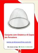 Conjunto de Chá em Porcelana Oriental 7 Peças – Chaleira 950 ml + 6 Copos 175 ml com Estampa Floral ou Oriental