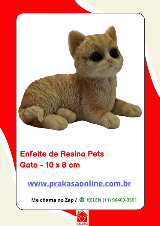 Enfeite de Resina Gato Deitado