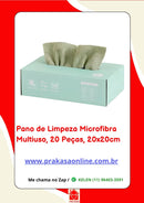 Pano de Limpeza Microfibra Multiuso, 20 Peças, 20x20cm