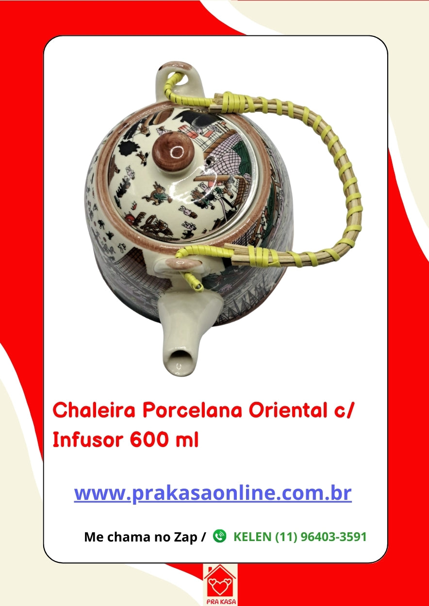 Chaleira Porcelana Oriental com Infusor 600 ml