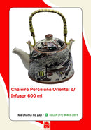 Chaleira Porcelana Oriental/Floral com Infusor 600 ml