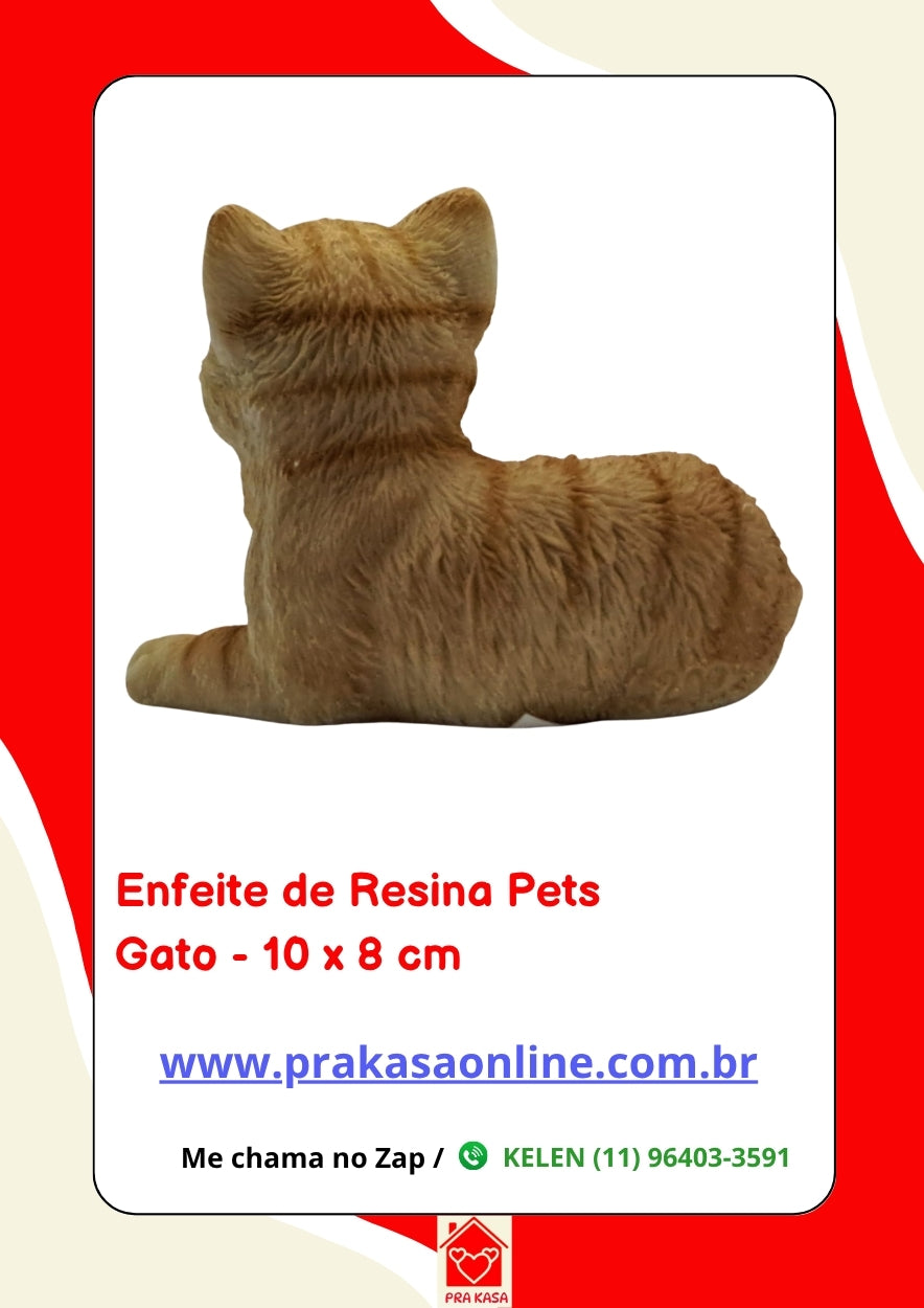 Enfeite de Resina Gato Deitado