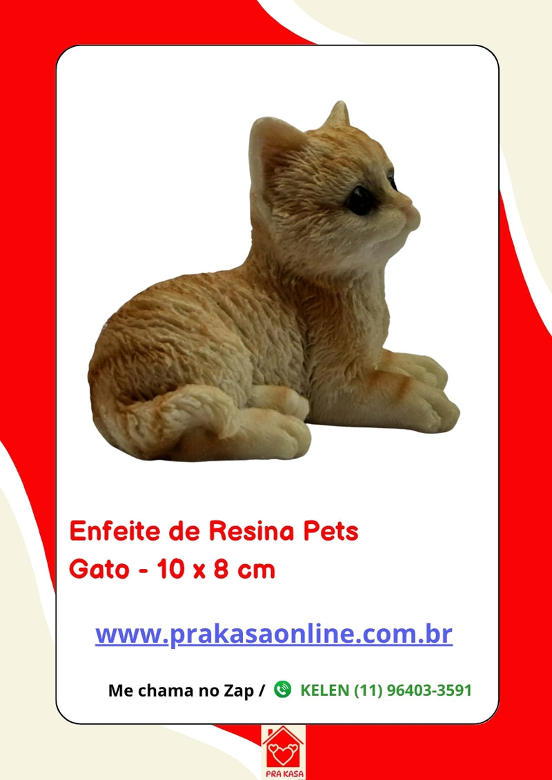 Enfeite de Resina Gato Deitado/Sentado