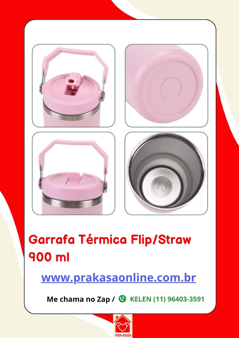 Garrafa Térmica Flip/Straw - 900 ml