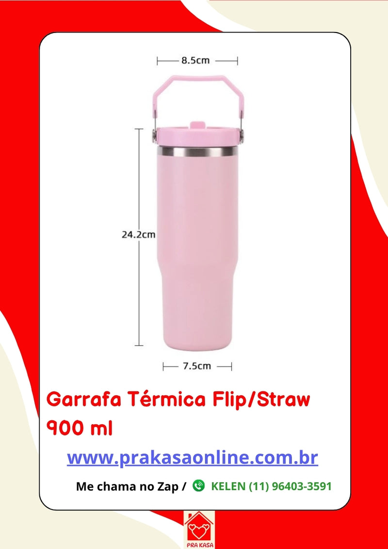 Garrafa Térmica Flip/Straw - 900 ml