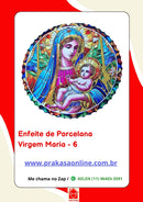 Enfeite de Parede em Porcelana – Virgem Maria Estilo Vitral