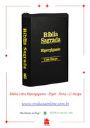 Bíblia Letra Hipergigante - Zíper - Preta - C/ Harpa