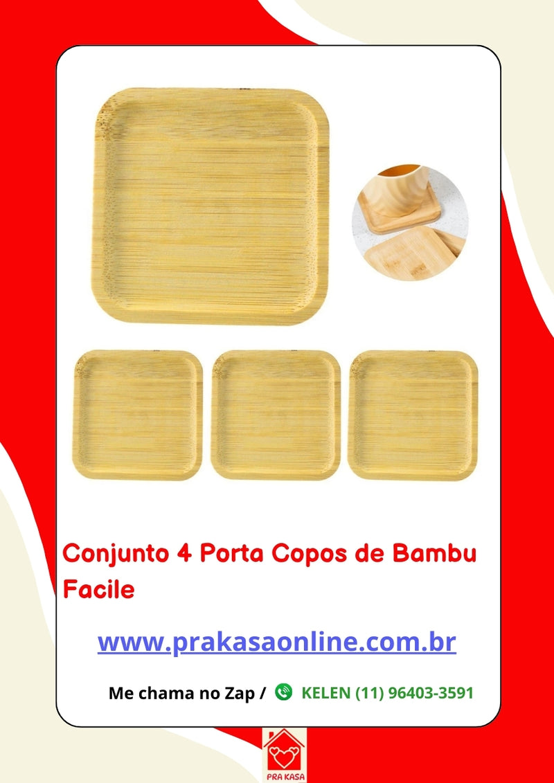 Conjunto 4 Porta Copos de Bambu - Facile