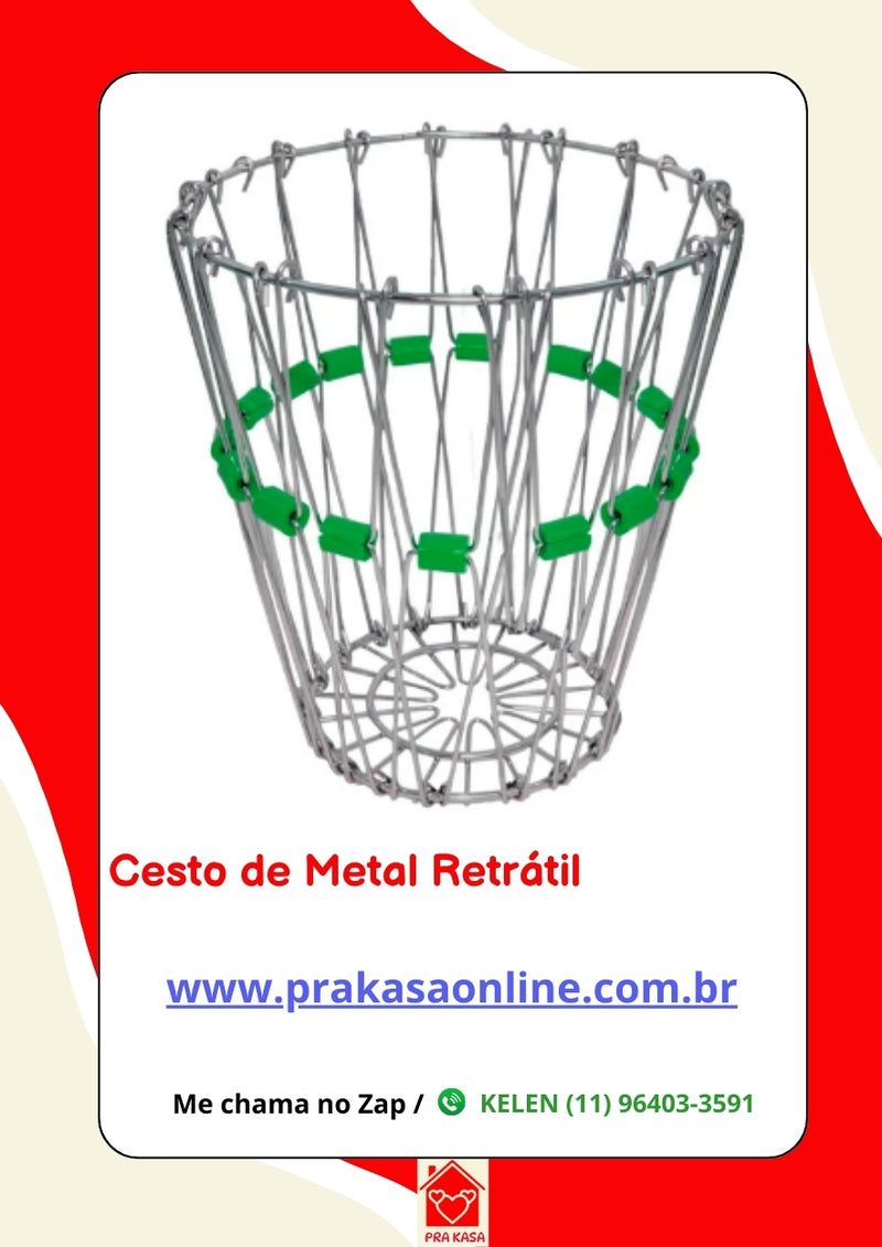 Fruteira Cesta Ovos Multiuso Retrátil Articulada Dobrável de Metal
