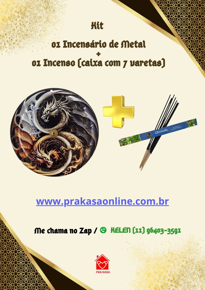 Kit - Incensário de Metal e Incenso