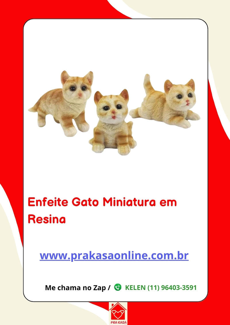 Enfeite Gato Miniatura em Resina