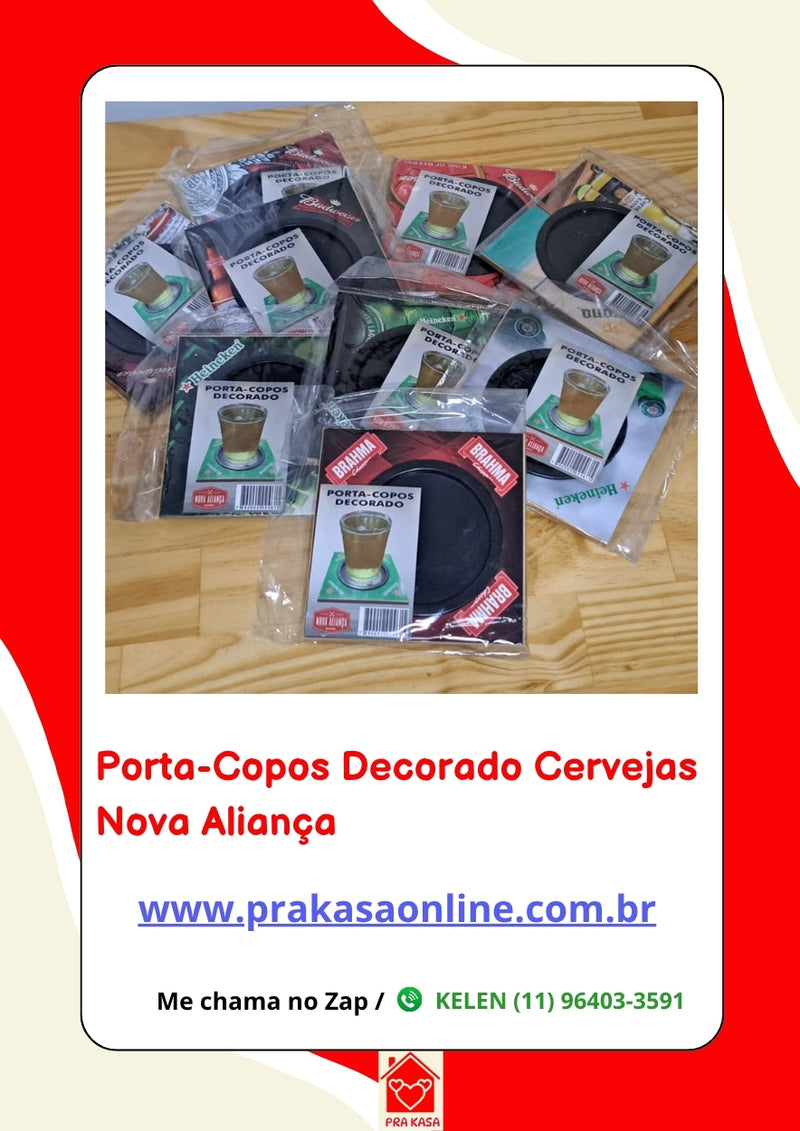 Porta-Copo Decorado com Estampas de Cervejas – Nova Aliança