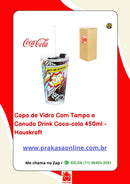 Copo de Vidro Com Tampa e Canudo Drink Coca-cola 450ml - Hauskraft