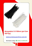 Abraçadeira de Nylon PVC 3x100mm – Pacote com 100 Unidades